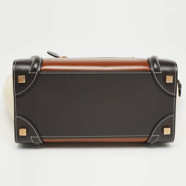 Pre Owned Celine Tricolor Leather Micro Luggage Tote