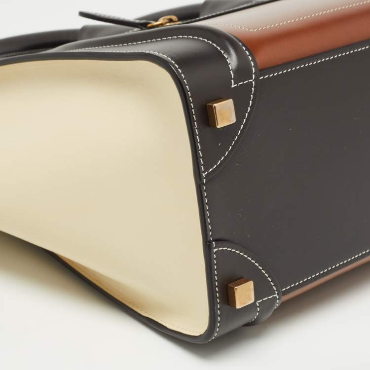Pre Owned Celine Tricolor Leather Micro Luggage Tote