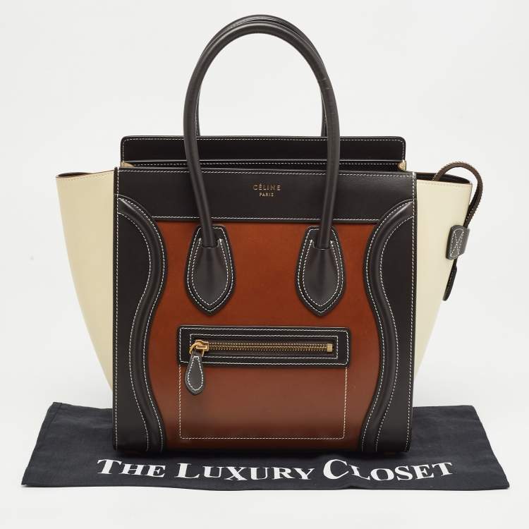 Pre Owned Celine Tricolor Leather Micro Luggage Tote
