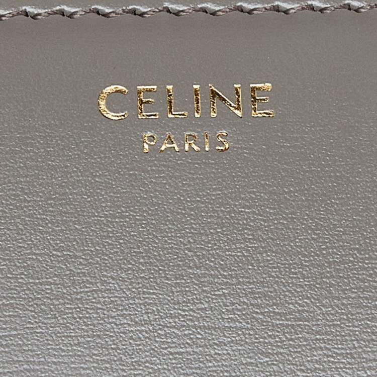 Pre Owned Celine Grey Leather Triomphe Shoulder Bag