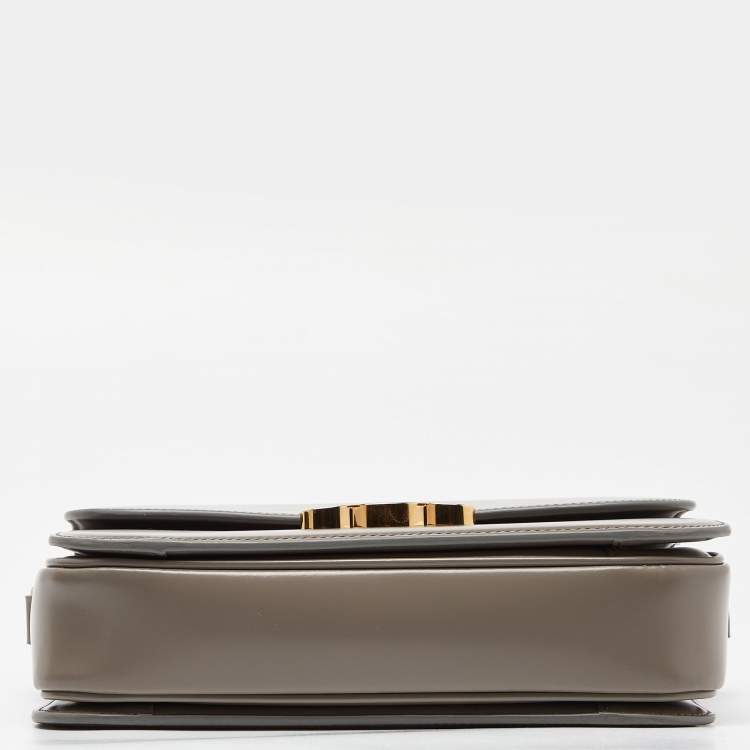 Pre Owned Celine Grey Leather Triomphe Shoulder Bag