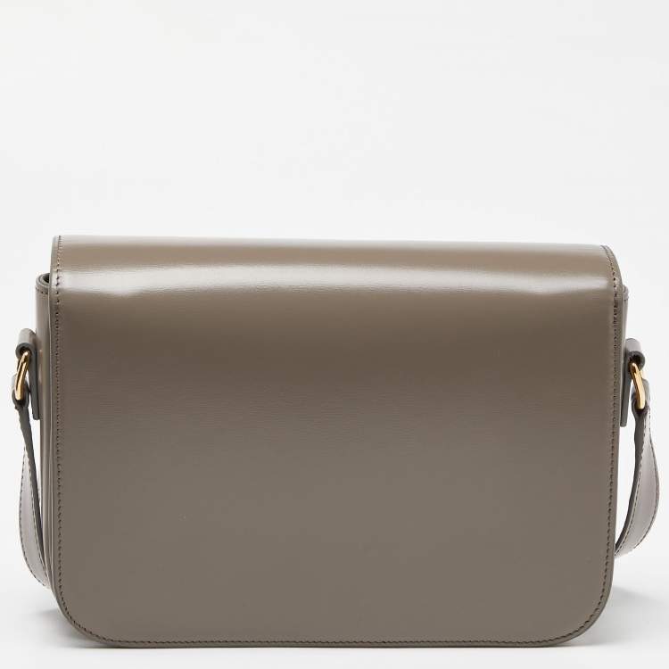 Pre Owned Celine Grey Leather Triomphe Shoulder Bag