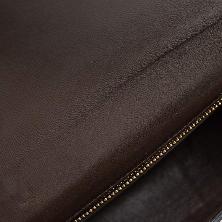 Pre Owned Celine Cream/Black Lizard Small Trotteur Crossbody Bag