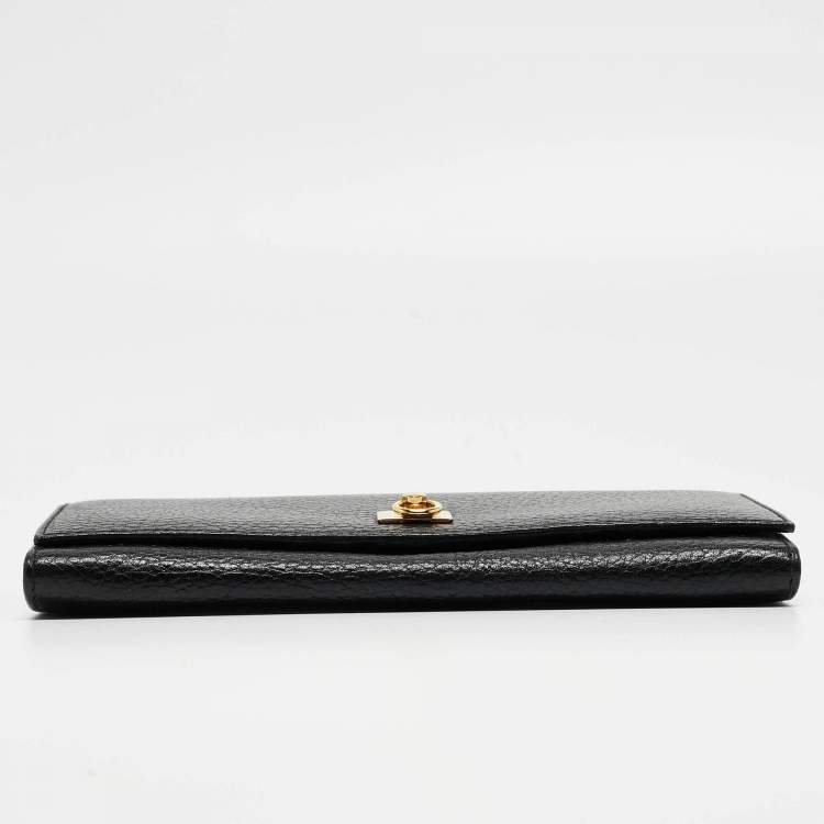 Pre Owned Celine Black Leather Flap Continental Wallet 