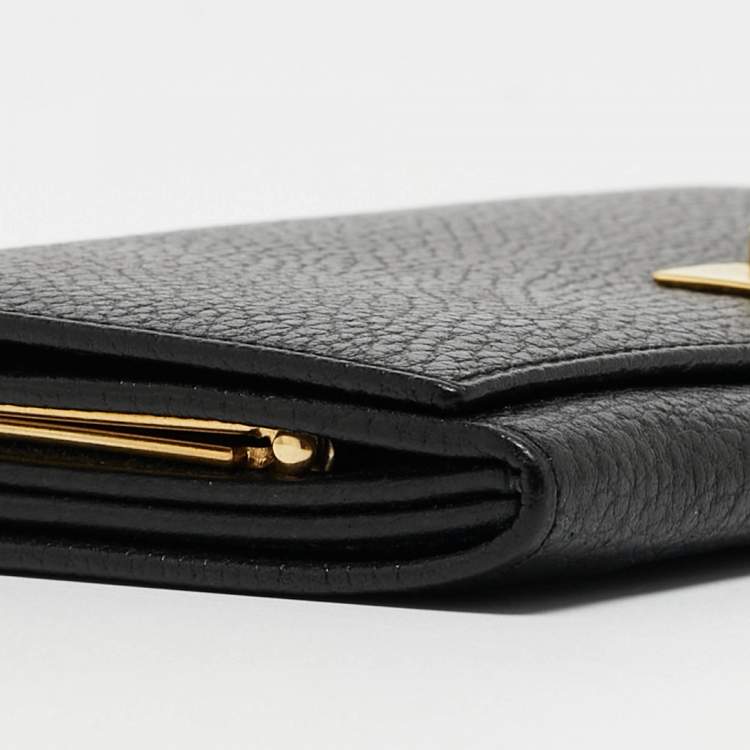 Pre Owned Celine Black Leather Flap Continental Wallet 