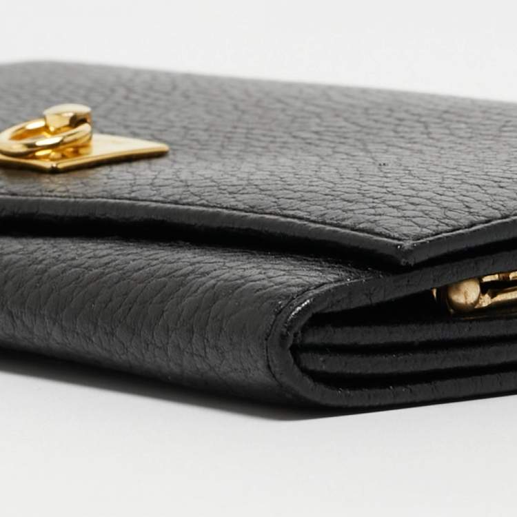 Pre Owned Celine Black Leather Flap Continental Wallet 