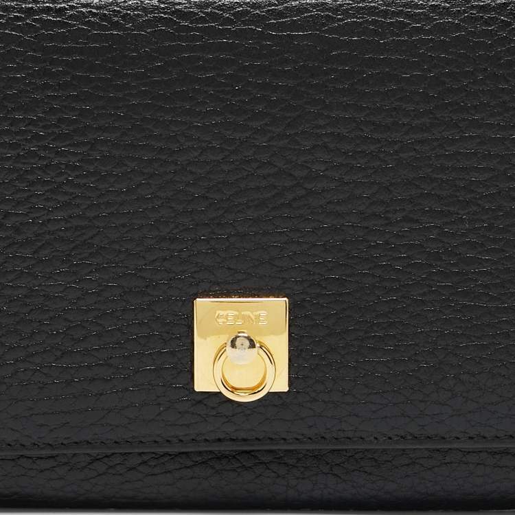 Pre Owned Celine Black Leather Flap Continental Wallet 