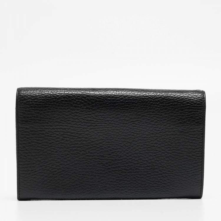 Pre Owned Celine Black Leather Flap Continental Wallet 