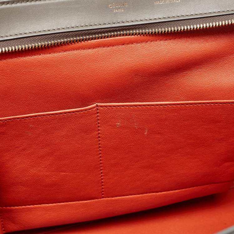 Pre Owned Celine Tri Color Leather and Suede Medium Trapeze Bag