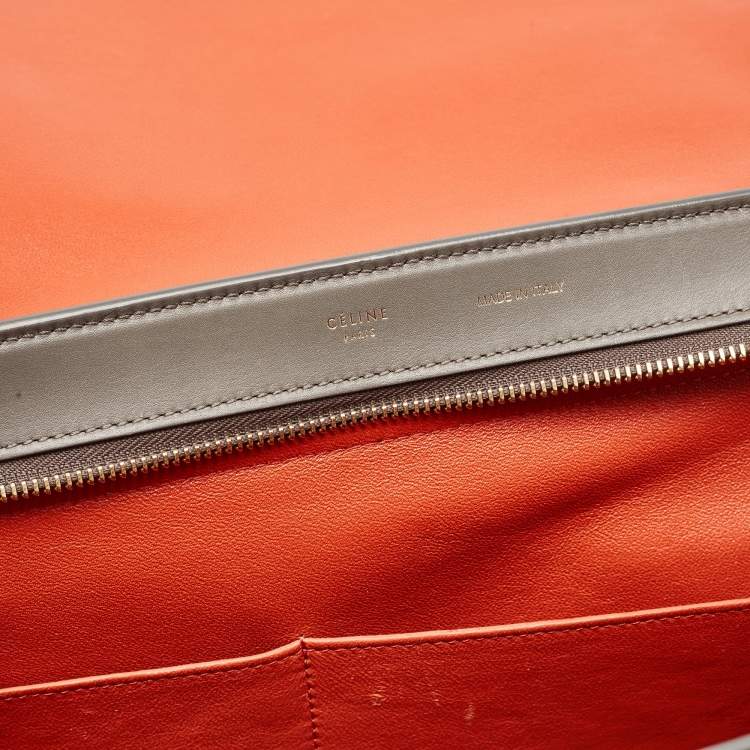 Pre Owned Celine Tri Color Leather and Suede Medium Trapeze Bag