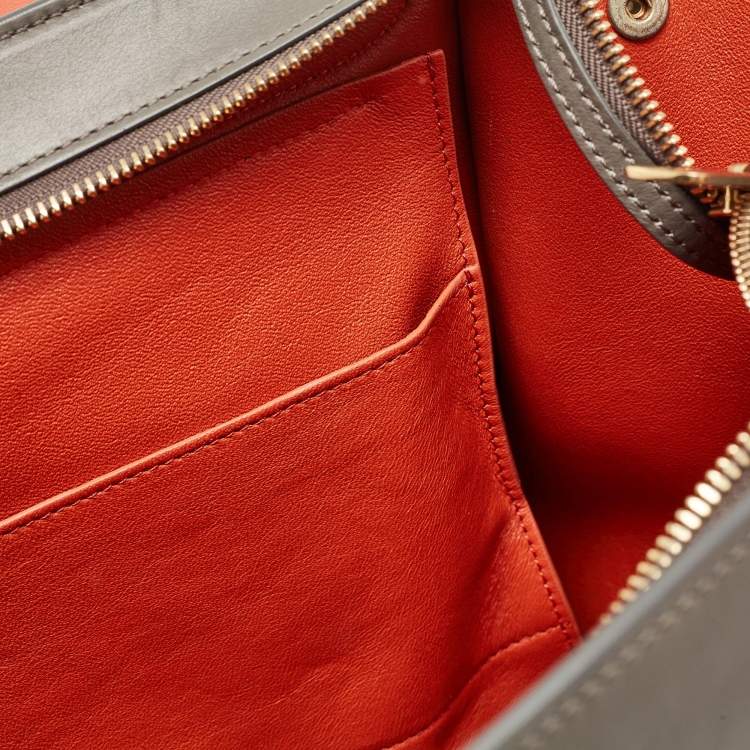 Pre Owned Celine Tri Color Leather and Suede Medium Trapeze Bag