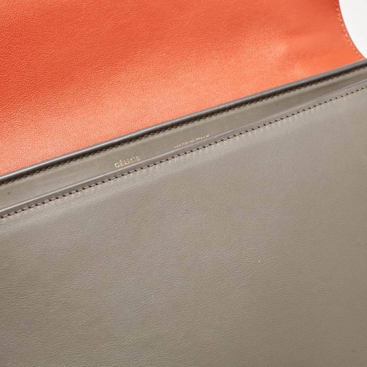 Pre Owned Celine Tri Color Leather and Suede Medium Trapeze Bag