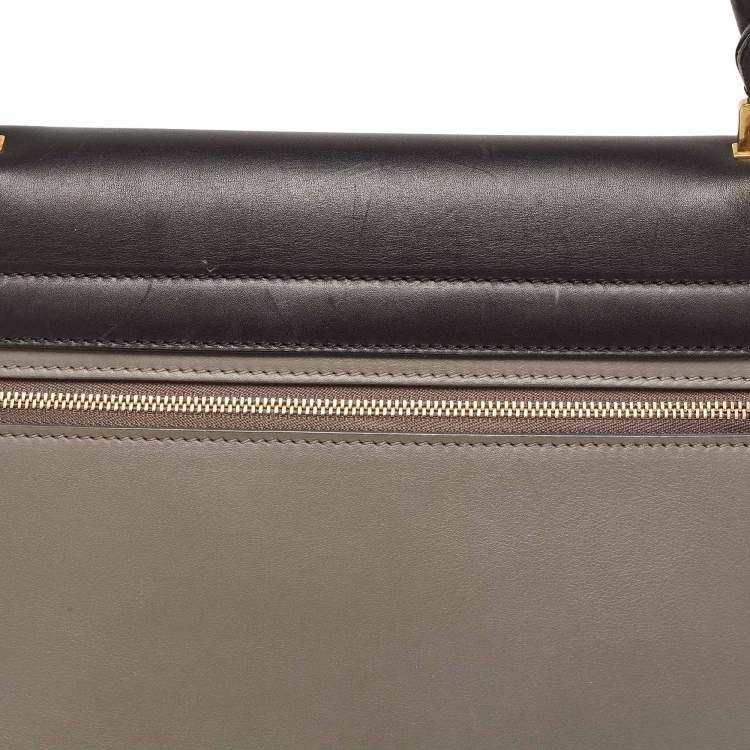 Pre Owned Celine Tri Color Leather and Suede Medium Trapeze Bag