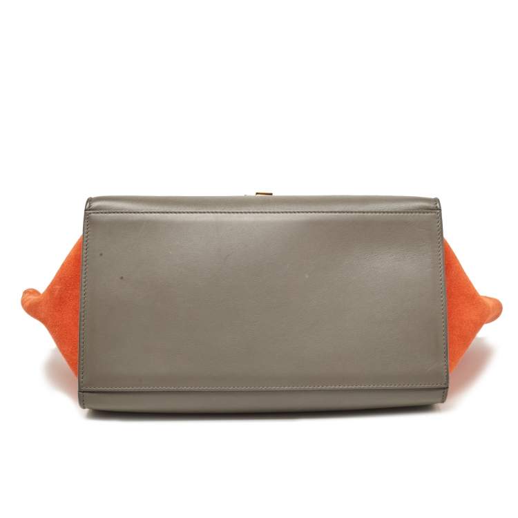 Pre Owned Celine Tri Color Leather and Suede Medium Trapeze Bag