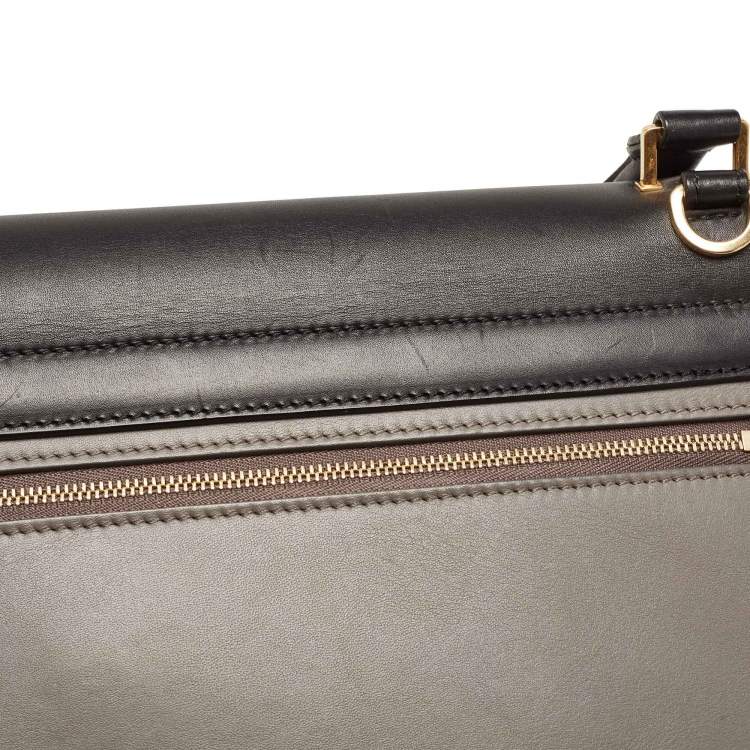 Pre Owned Celine Tri Color Leather and Suede Medium Trapeze Bag