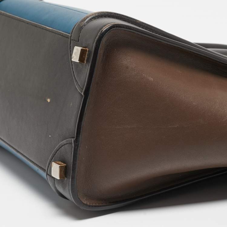 Pre Owned Celine Multicolor Leather Micro Luggage Tote