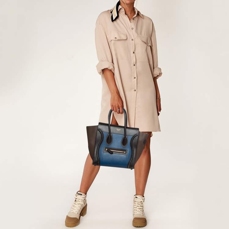 Pre Owned Celine Multicolor Leather Micro Luggage Tote