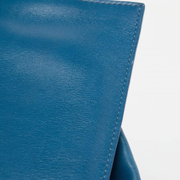 Pre Owned Celine Two Tone Blue Leather Cabas Drawstring Tote