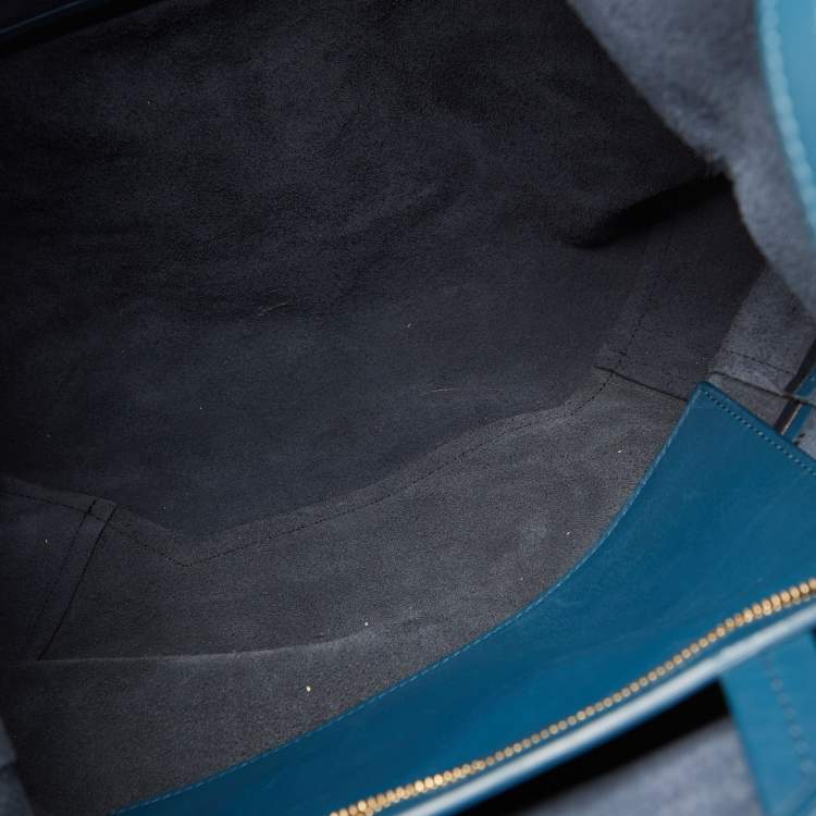 Pre Owned Celine Two Tone Blue Leather Cabas Drawstring Tote