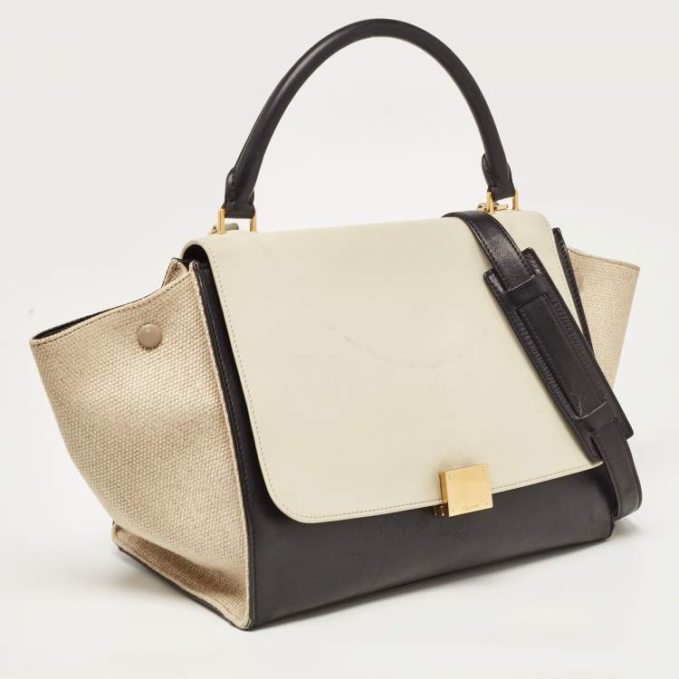 Pre Owned Celine Tri Color Canvas and Leather Medium Trapeze Bag