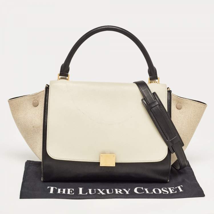 Pre Owned Celine Tri Color Canvas and Leather Medium Trapeze Bag