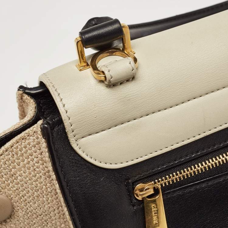 Pre Owned Celine Tri Color Canvas and Leather Medium Trapeze Bag