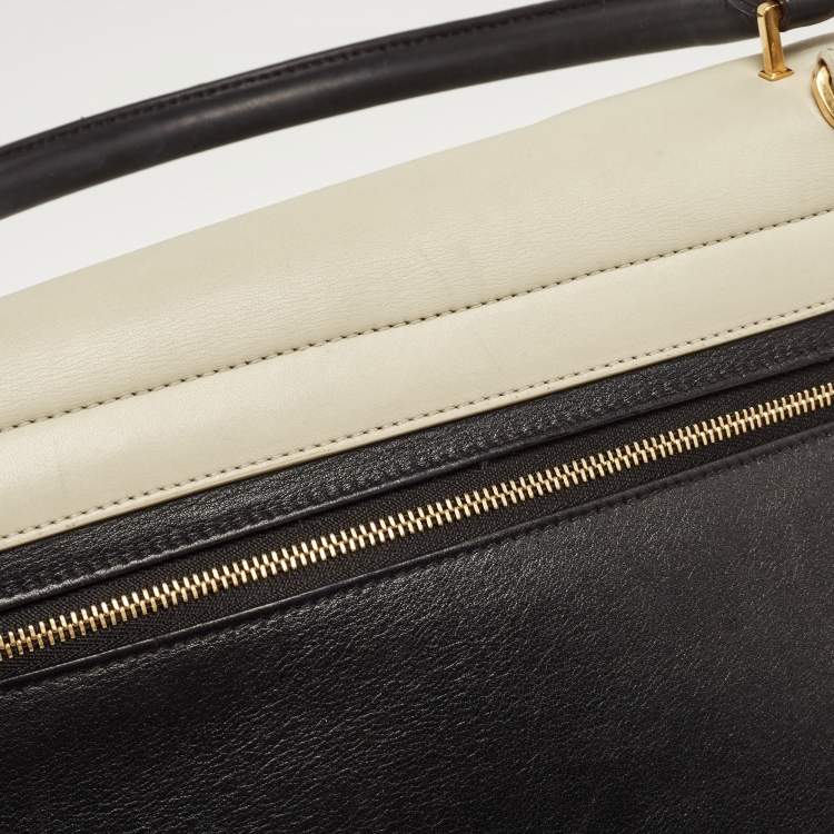 Pre Owned Celine Tri Color Canvas and Leather Medium Trapeze Bag