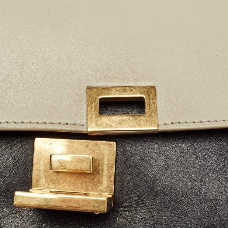 Pre Owned Celine Tri Color Canvas and Leather Medium Trapeze Bag