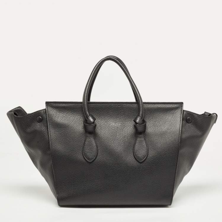 Pre Owned Celine Black Leather Small Tie Tote