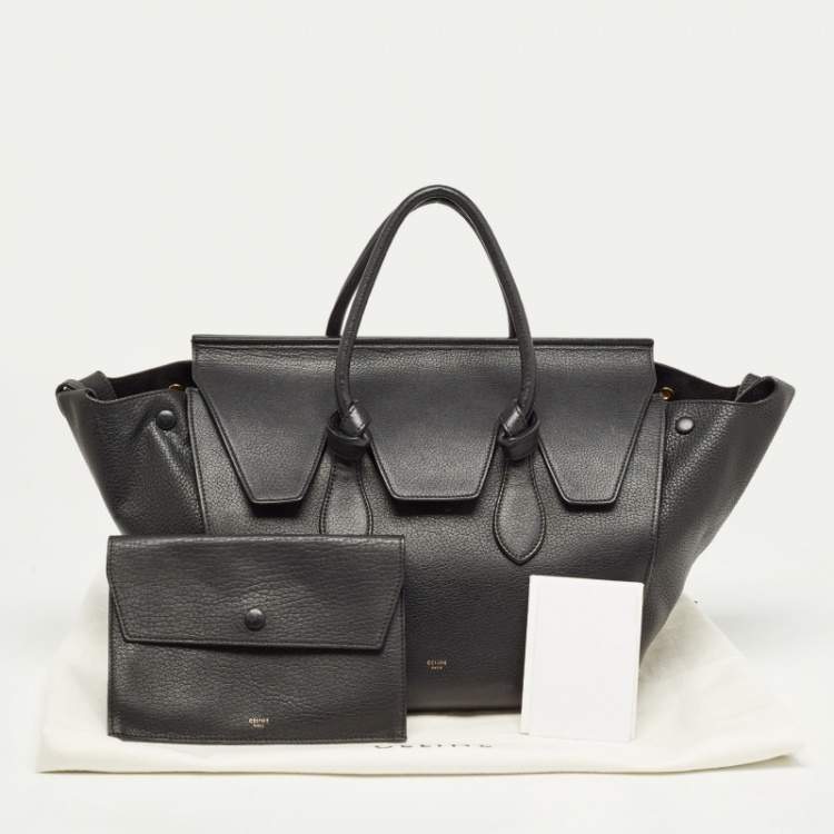 Pre Owned Celine Black Leather Small Tie Tote
