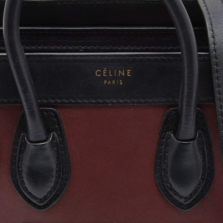 Pre Owned Céline Multicolor Leather and Suede Nano Luggage Tote