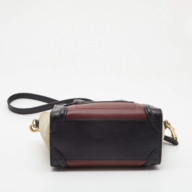 Pre Owned Céline Multicolor Leather and Suede Nano Luggage Tote