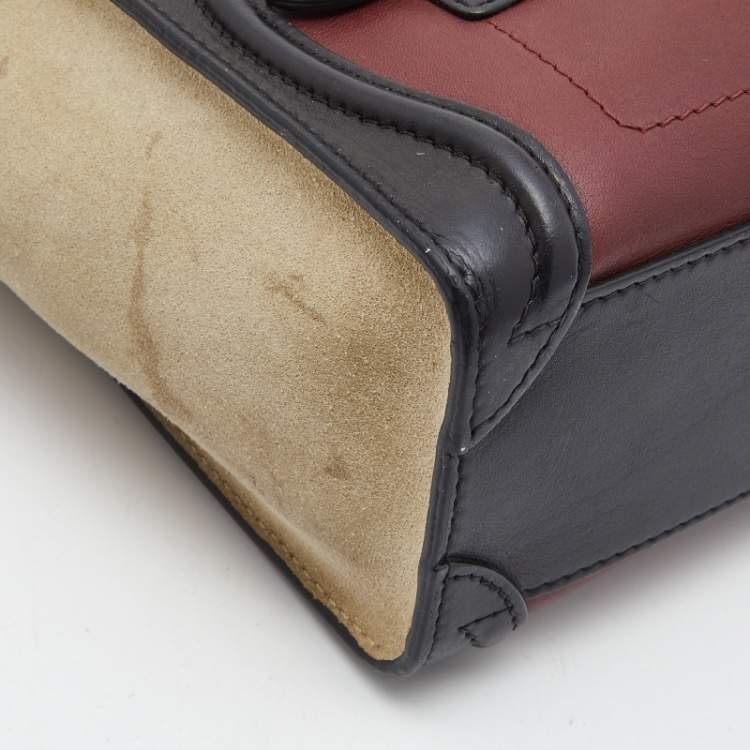 Pre Owned Céline Multicolor Leather and Suede Nano Luggage Tote