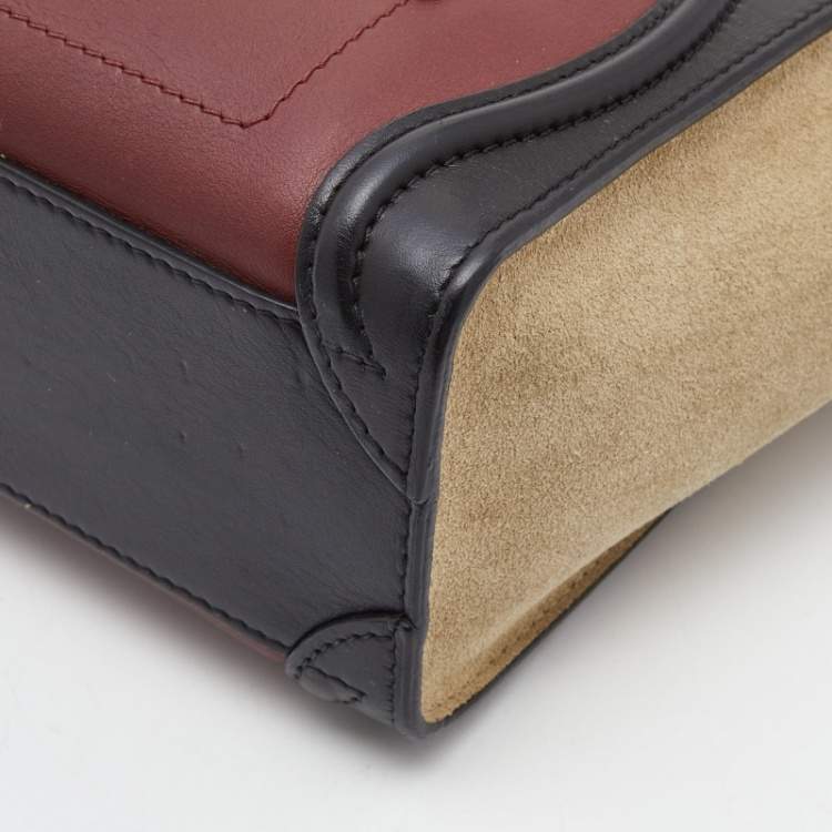 Pre Owned Céline Multicolor Leather and Suede Nano Luggage Tote