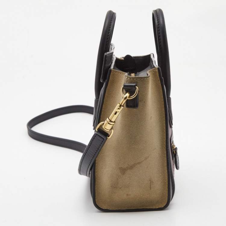 Pre Owned Céline Multicolor Leather and Suede Nano Luggage Tote