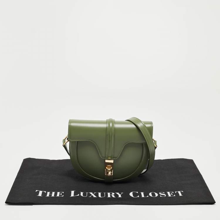 Pre Owned Celine Green Leather Small Besace 16 Shoulder Bag