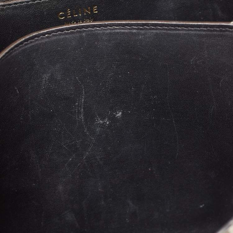 Pre Owned Celine Beige/Grey Python Medium Classic Box Shoulder Bag