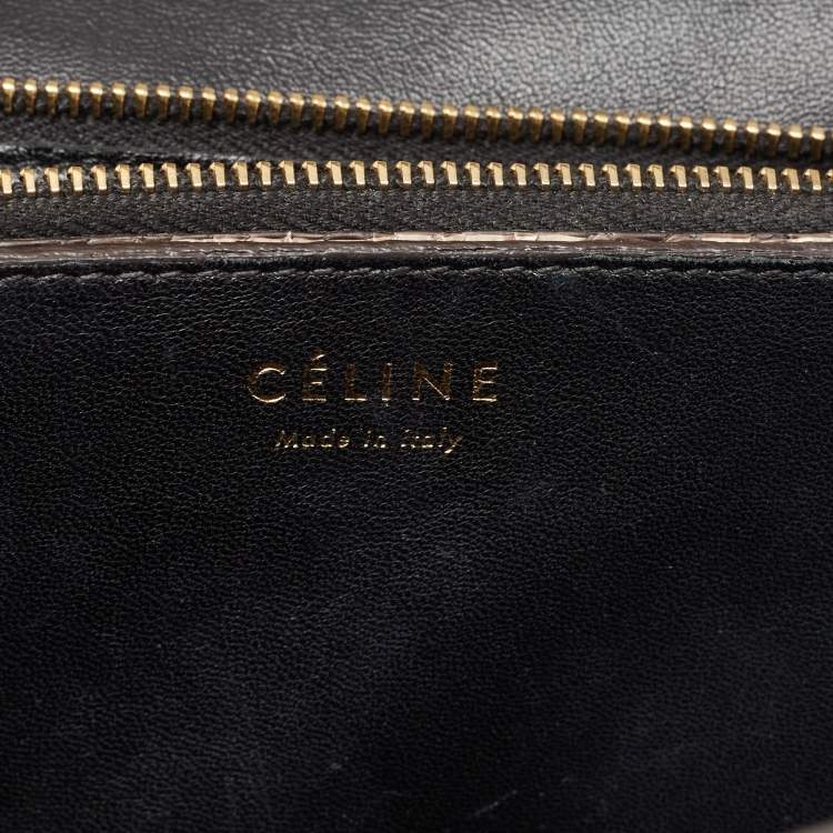 Pre Owned Celine Beige/Grey Python Medium Classic Box Shoulder Bag