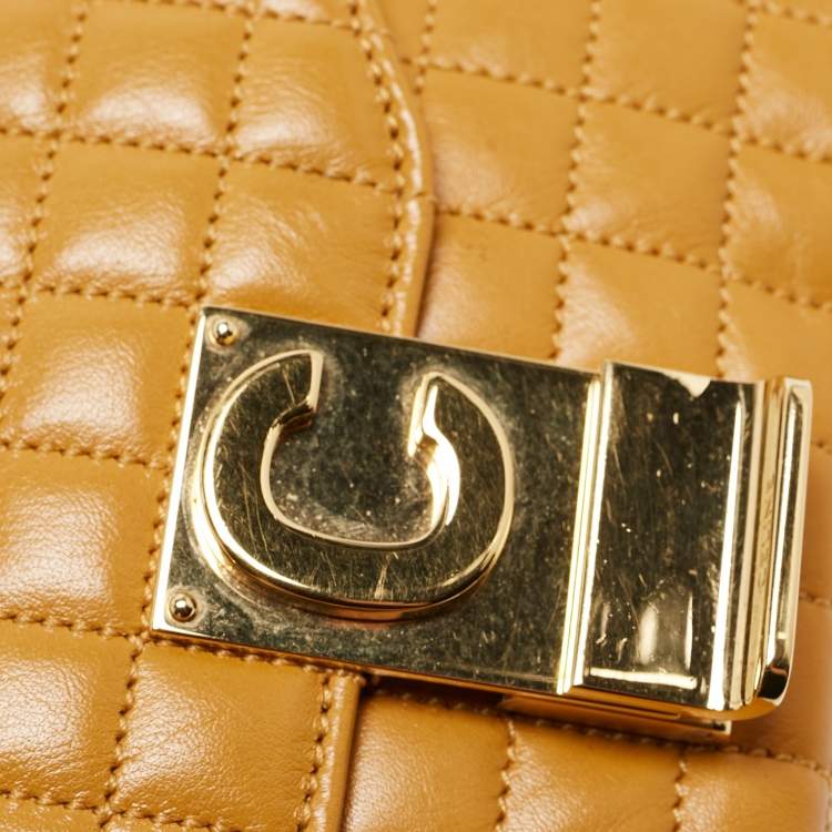 Pre Owned Celine Tan Quilted Leather Small C Flap Bag