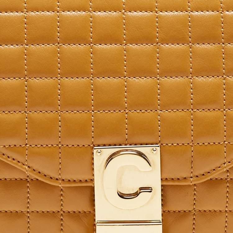 Pre Owned Celine Tan Quilted Leather Small C Flap Bag