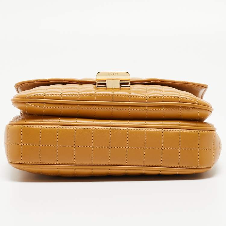 Pre Owned Celine Tan Quilted Leather Small C Flap Bag
