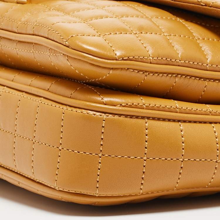 Pre Owned Celine Tan Quilted Leather Small C Flap Bag