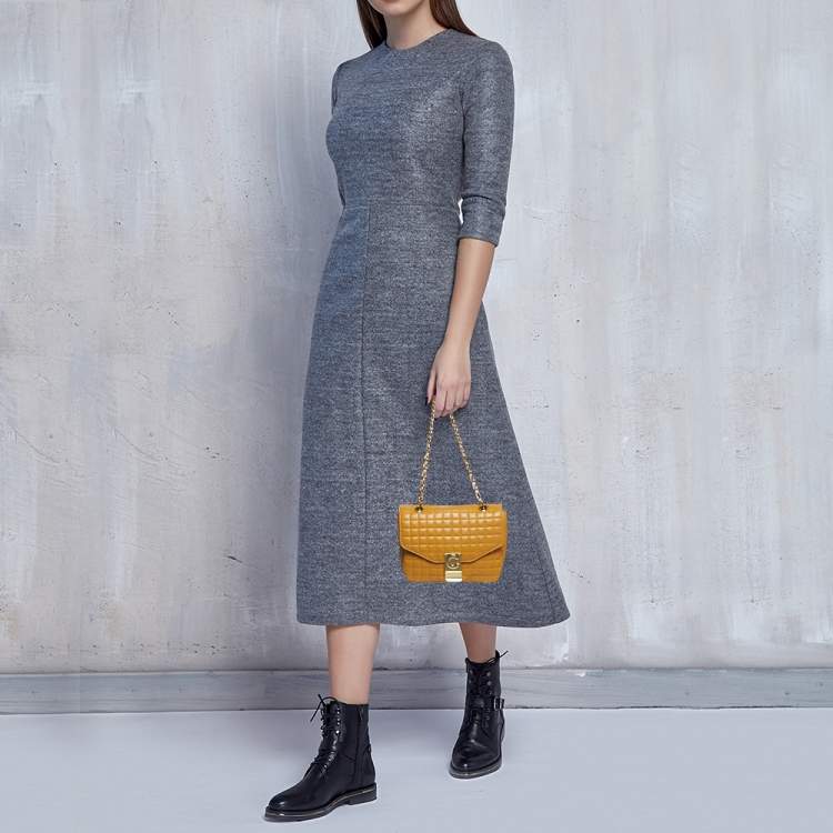 Pre Owned Celine Tan Quilted Leather Small C Flap Bag