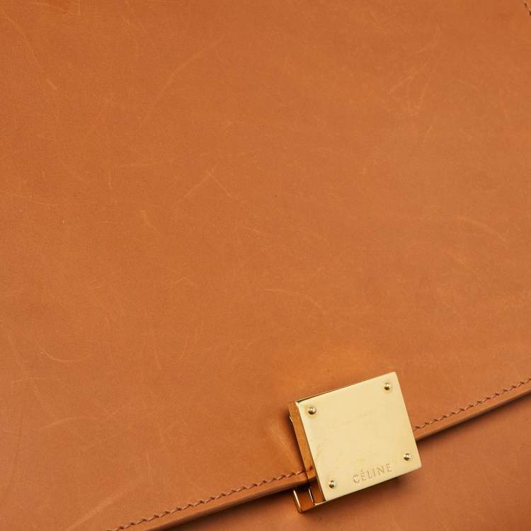 Pre Owned Celine Tan Leather and Suede Medium Trapeze Bag