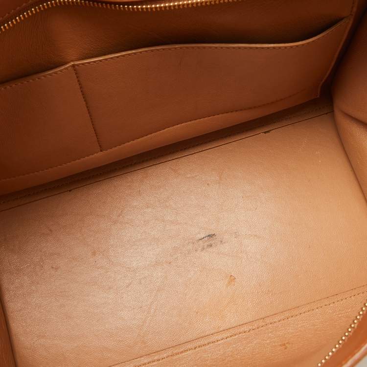 Pre Owned Celine Tan Leather and Suede Medium Trapeze Bag
