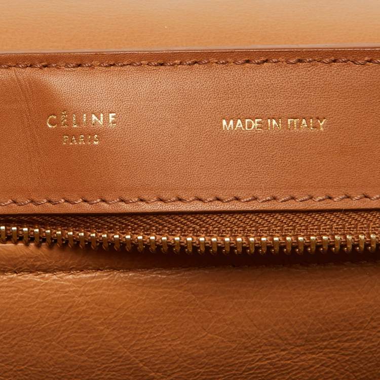 Pre Owned Celine Tan Leather and Suede Medium Trapeze Bag