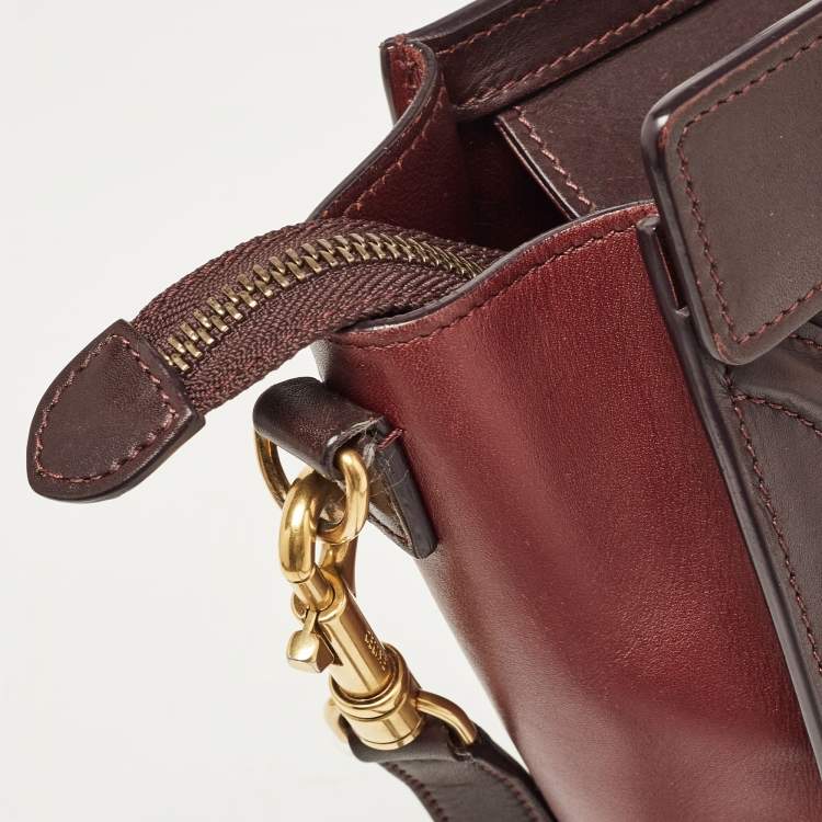 Pre Owned Celine Tri Color Leather Nano Luggage Tote