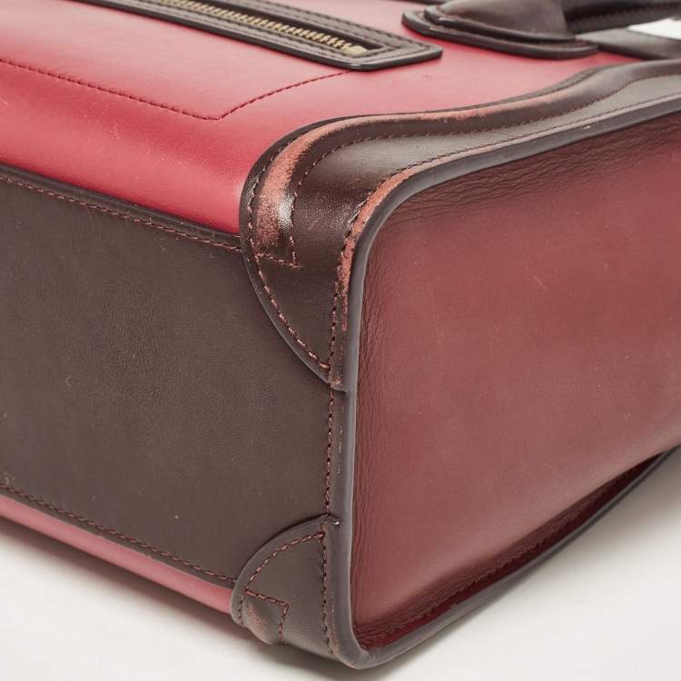 Pre Owned Celine Tri Color Leather Nano Luggage Tote