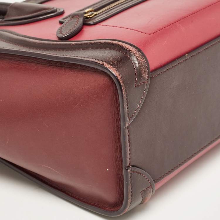 Pre Owned Celine Tri Color Leather Nano Luggage Tote