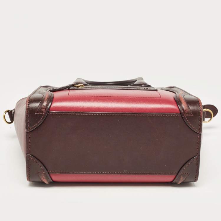 Pre Owned Celine Tri Color Leather Nano Luggage Tote